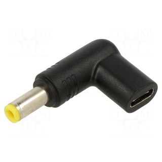 Adapter | USB C socket,DC 5,5/2,5 plug | black | 100W | 5A