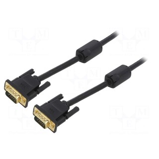 Cable | D-Sub 15pin HD plug,both sides | black | 3m | Øcable: 6mm