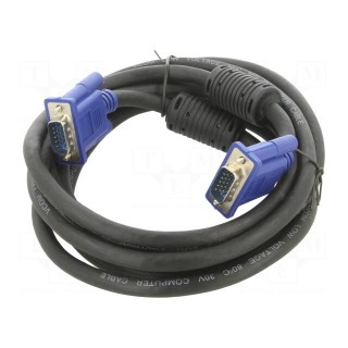 Cable | D-Sub 15pin HD plug,both sides | black | 3m | Øcable: 8mm