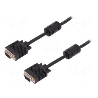 Cable | D-Sub 15pin HD plug,both sides | black | 5m | 28AWG | Core: Cu