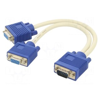 Cable | D-Sub 15pin HD socket x2,D-Sub 15pin HD plug | beige