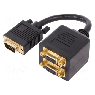 Cable | D-Sub 15pin HD plug,D-Sub 15pin HD socket x2 | black