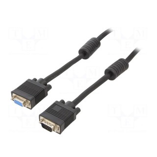 Cable | D-Sub 15pin HD socket,D-Sub 15pin HD plug | black | 3m