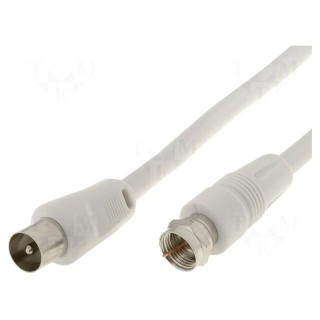 Cable | 1.5m | F plug,coaxial 9.5mm plug | shielded, twofold | white