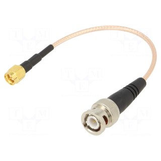 Cable | 50Ω | 0.15m | BNC plug,SMA plug | transparent | straight | 6"