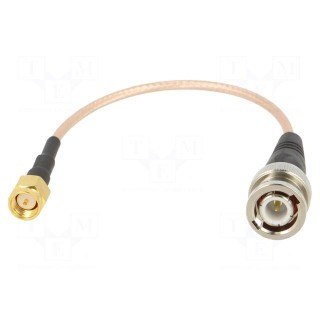 Cable | 50Ω | 0.15m | BNC plug,SMA male | shielded | transparent | 6"
