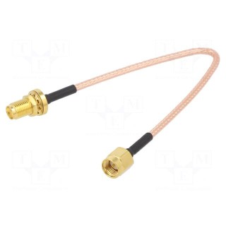 Cable | 50Ω | 0.15m | RP-SMA female,SMA plug | shielded | transparent