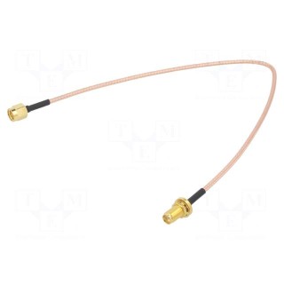 Cable | 50Ω | 0.3m | RP-SMA female,SMA plug | transparent | straight
