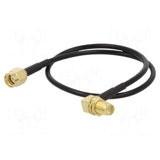 Cable | 50Ω | 0.3m | RP-SMA male,RP-SMA female | black