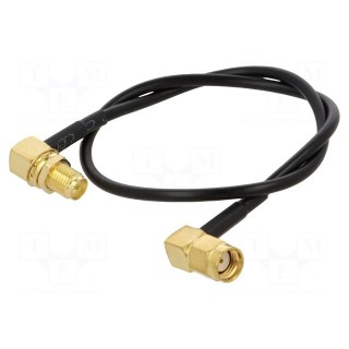 Cable | 50Ω | 0.3m | RP-SMA male,RP-SMA female | black | angled