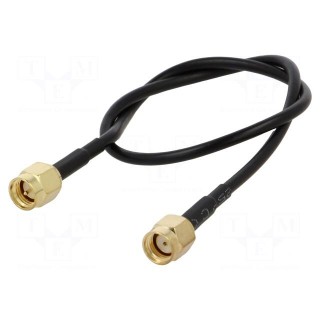 Cable | 50Ω | 0.3m | RP-SMA male,SMA plug | black | straight