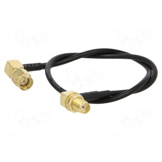 Cable | 50Ω | 0.3m | RP-SMA male,SMA female | black | angled