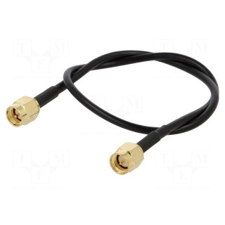 Cable | 50Ω | 0.3m | SMA male,both sides | black | straight