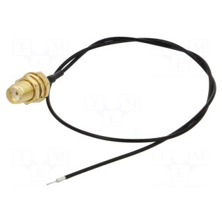 Cable | 50Ω | 0.3m | wires,SMA socket | black | straight