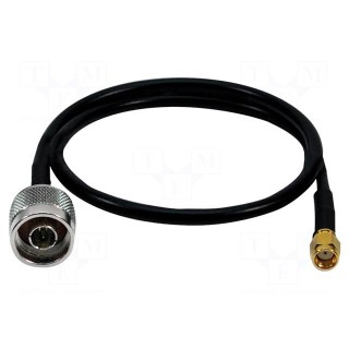 Cable | 50Ω | 0.5m | N plug,SMA socket,reverse | shielded | black
