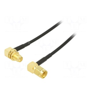 Cable | 50Ω | 0.5m | RP-SMA female,SMA plug | black | angled