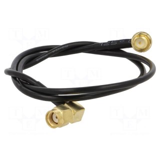 Cable | 50Ω | 0.5m | RP-SMA male,RP-SMA female | black | angled