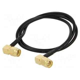 Cable | 50Ω | 0.5m | RP-SMA male,SMA plug | black | angled