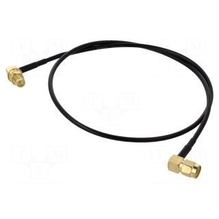 Cable | 50Ω | 0.5m | RP-SMA male,SMA socket | black | angled