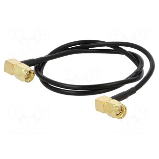 Cable | 50Ω | 0.5m | SMA male,both sides | black | angled