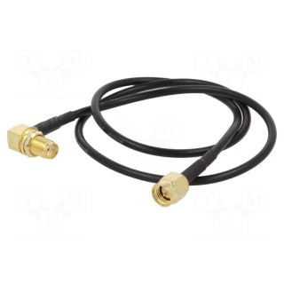 Cable | 50Ω | 0.5m | SMA socket,SMA plug | black | angled,straight