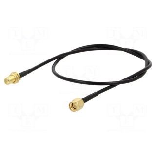 Cable | 50Ω | 0.5m | SMA socket,SMA plug | black | straight