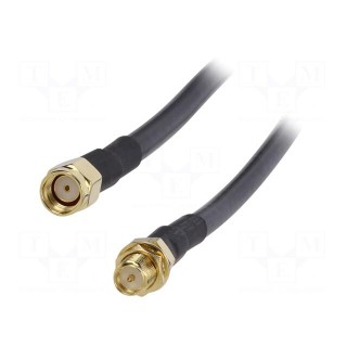 Cable | 50Ω | 1m | SMA socket,SMA plug,reverse | black