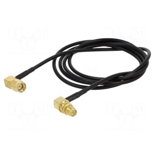 Cable | 50Ω | 1m | RP-SMA male,RP-SMA female | black | angled