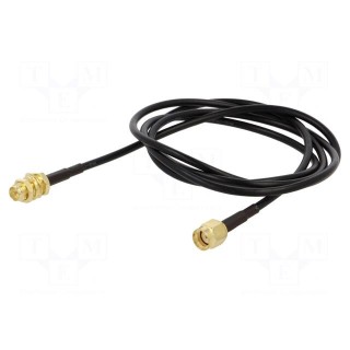 Cable | 50Ω | 1m | RP-SMA male,RP-SMA female | black | straight