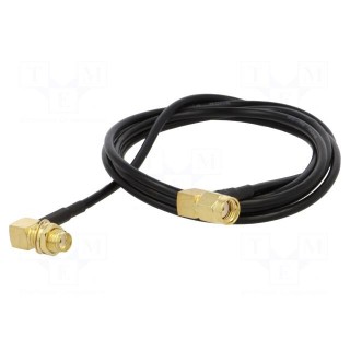 Cable | 50Ω | 1m | RP-SMA male,SMA female | black | angled