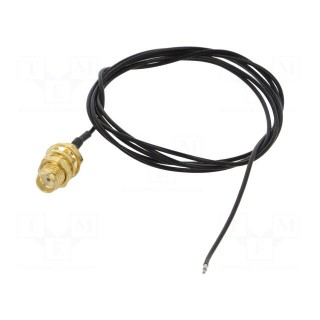 Cable | 50Ω | 1m | wires,SMA socket | black | straight