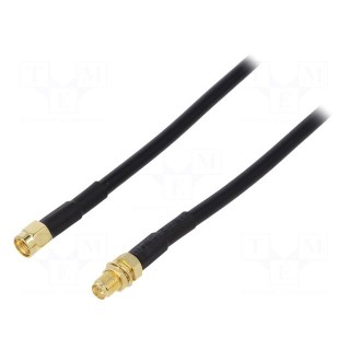 Cable | 50Ω | 3m | RP-SMA male,RP-SMA female | black