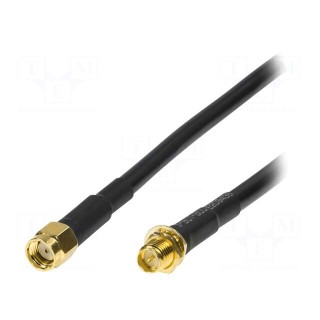 Cable | 50Ω | 5m | SMA socket,SMA plug,reverse | shielded | black