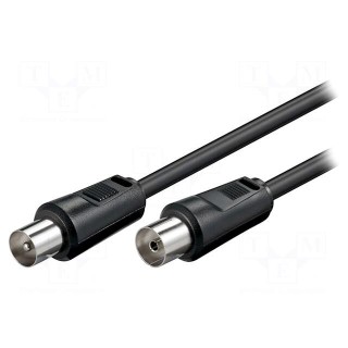 Cable | 75Ω | 0.5m | coaxial 9.5mm socket,coaxial 9.5mm plug | black
