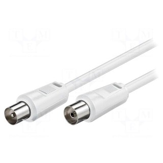 Cable | 75Ω | 2.5m | coaxial 9.5mm socket,coaxial 9.5mm plug | white