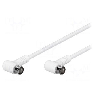 Cable | 75Ω | 1.5m | F plug angular "quick",both sides | white