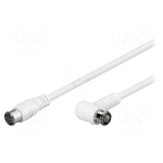 Cable | 75Ω | 2.5m | F plug "quick",F plug angular "quick" | white