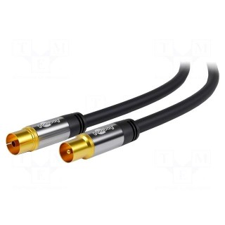 Cable | 75Ω | 3m | coaxial 9.5mm socket,coaxial 9.5mm plug | black