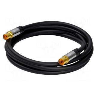 Cable | 75Ω | 1m | coaxial 9.5mm socket,coaxial 9.5mm plug | black
