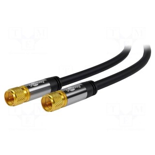Cable | 75Ω | 3m | coaxial 9.5mm plug,both sides | black