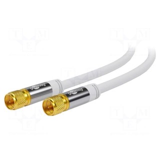 Cable | 75Ω | 5m | F plug,both sides | PVC | white