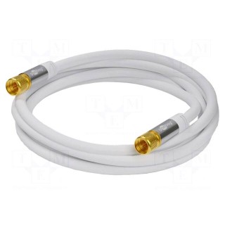 Cable | 75Ω | 1m | F plug,both sides | PVC | white