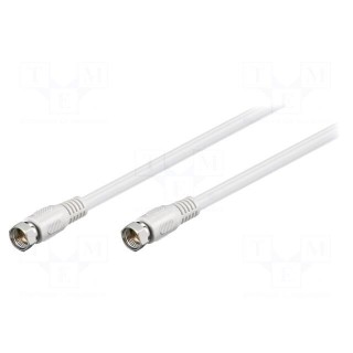 Cable | 75Ω | 1.5m | F plug,both sides | white