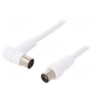 Cable | 75Ω | 2.5m | shielded, twofold | white