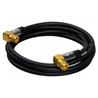 Cable | 75Ω | 10m | both sides,F plug angular | black