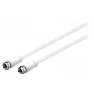 Cable | 75Ω | 2m | coaxial 9.5mm plug,both sides | white