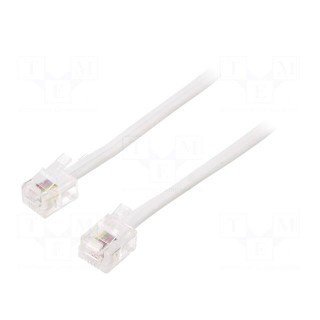 Cable: telephone | flat | RJ11 plug,both sides | 10m | white