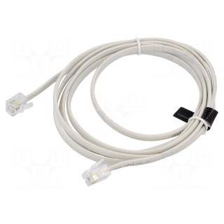Cable: telephone | flat | RJ11 plug,both sides | Len: 2m | white | 28AWG