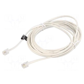 Cable: telephone | flat | RJ11 plug,both sides | Len: 5m | white | 28AWG