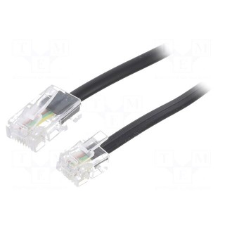 Cable: telephone | flat | RJ11 plug,RJ45 plug | 15m | black